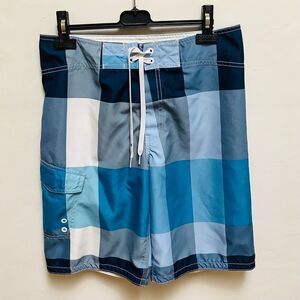 MASSIMO MENS BOARD SHORTS CHECKED 30 blue white